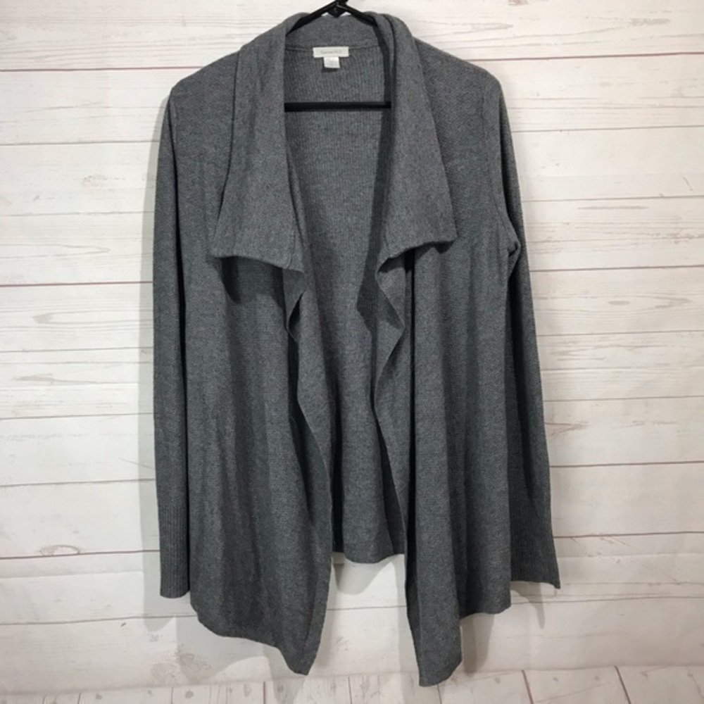 Garnet Hill | viscose wool open front grey cardi